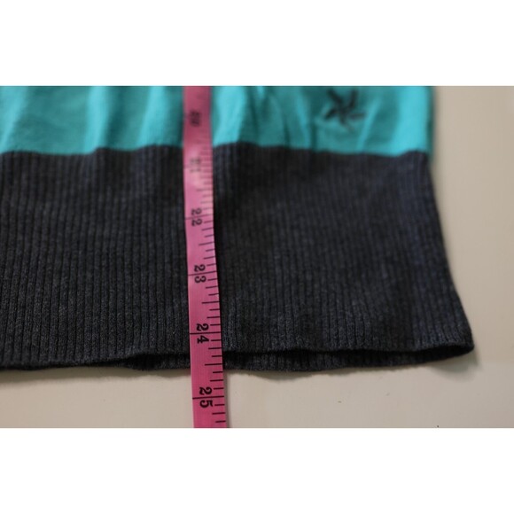 PacSun Nollie Y2K Teal/Grey Striped V-Neck Pullover Cashmere Blend Sweater Large - Picture 3 of 9